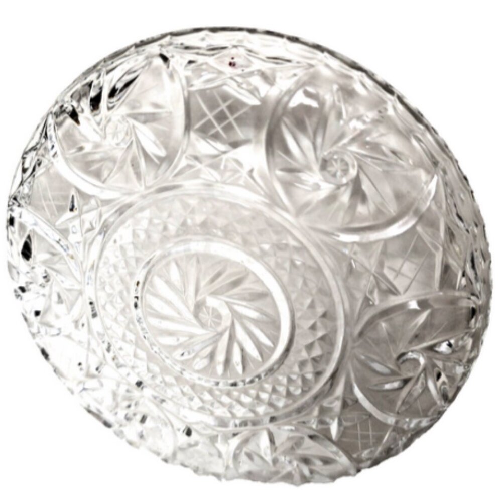 Antique Bohemian Czech Pinwheel Design Cut Crystal Decorative Luncheon 6" Plate - Picture 13 of 15